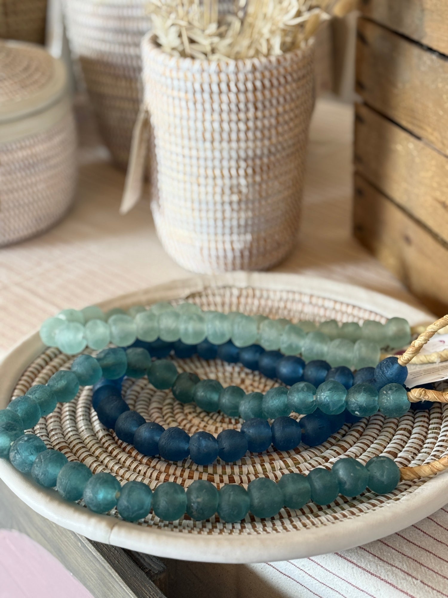 RECYCLED GLASS BEADS FROM GHANA.
