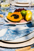 Block Printed Sky Blue Cotton Napkins - Set of 4