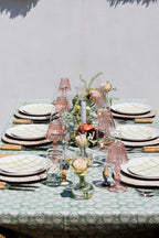 Extra Large Dusky Green Floral Cotton Tablecloth