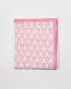 Contemporary Pink Florals - Block Printed Cotton Tablecloth