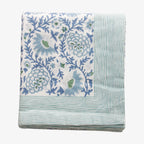 Sunny Day Floral Print Block Printed Cotton Tablecloth