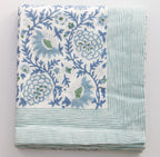 Sunny Day Floral Print Block Printed Cotton Tablecloth
