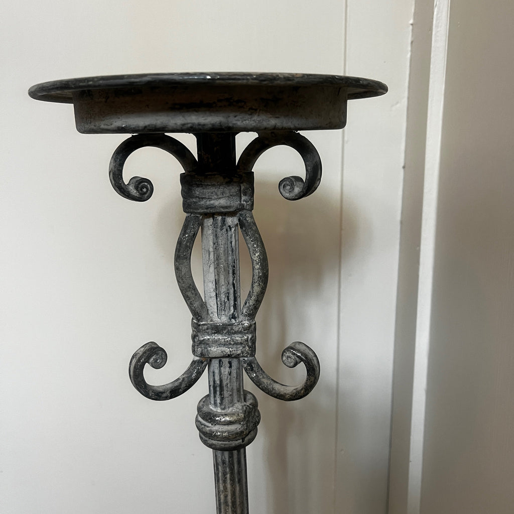 Tall Ornate Vintage Metal Distressed Candelabra / Plant Stand