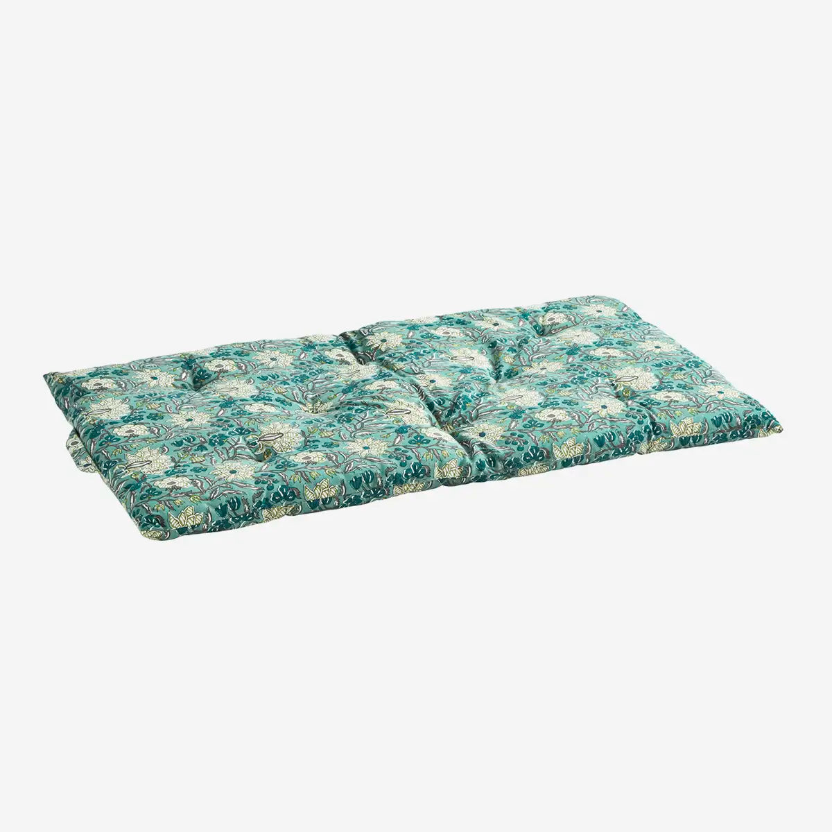 Teal Blue Block Printed Cotton Mattress | Scandinavian Outdoor Living