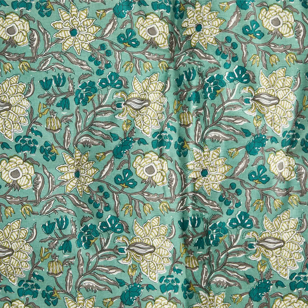 Teal Blue Block Printed Cotton Mattress | Scandinavian Outdoor Living