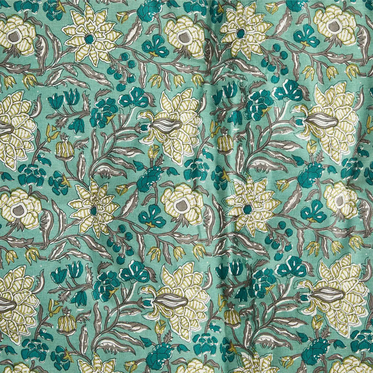 Teal Blue Block Printed Cotton Mattress | Scandinavian Outdoor Living