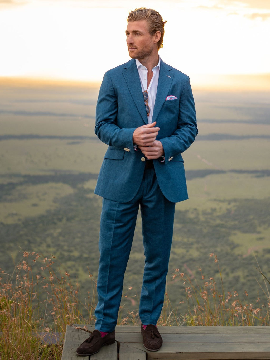 Royal Blue Blazer - Linen, Wool & Silk