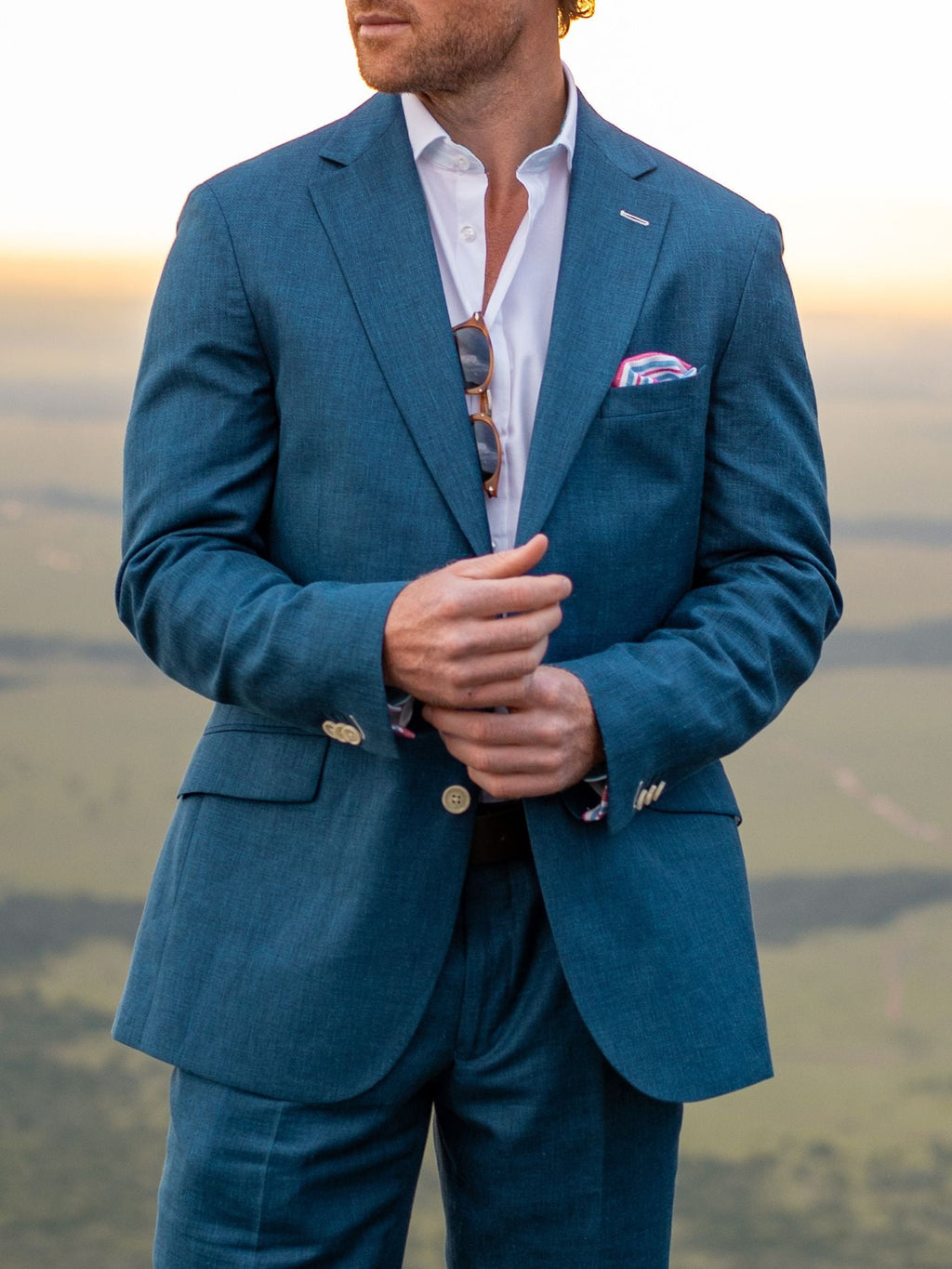 Royal Blue Blazer - Linen, Wool & Silk