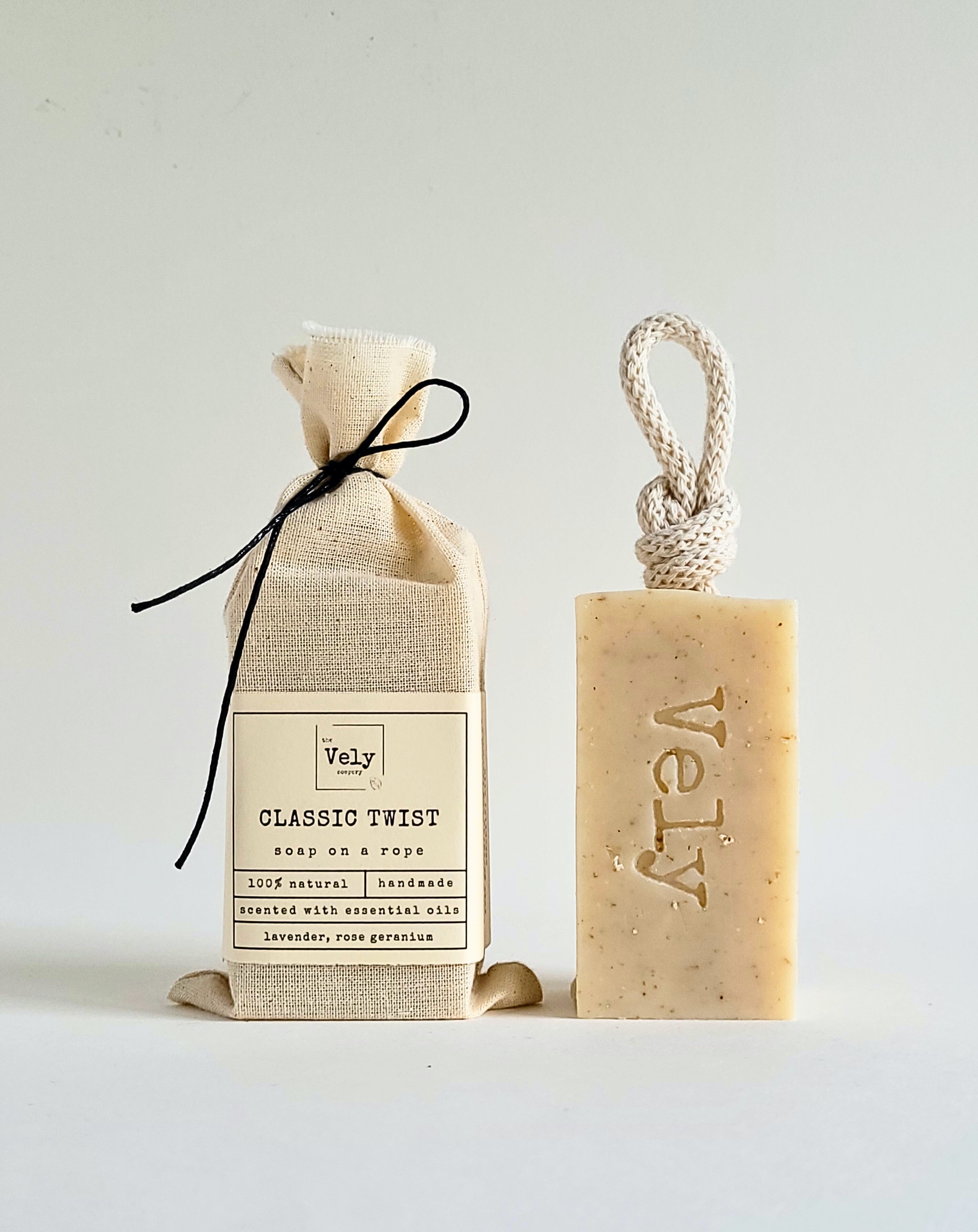 Natural Soap On A Rope - Classic Twist