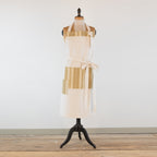 Large Ticking detailed cook's apron, natural vintage French linen