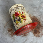 Vintage Hand-Painted French Provincial Floral Kitchen Tin with Lid & Saucer