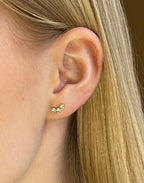 Triple Cubic Zirconia Gold Stud Earrings