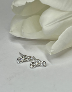 Triple Cubic Zirconia Silver Stud Earrings