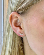 Triple Cubic Zirconia Silver Stud Earrings