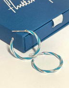 Turquoise Candy Stripe Hoop Earrings