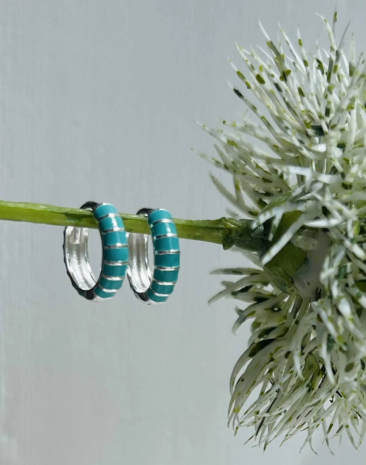 Enamel Turquoise Huggie Earrings