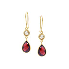 Large Apple and Pears Drop Earring in Gold with Citrine and Garnet