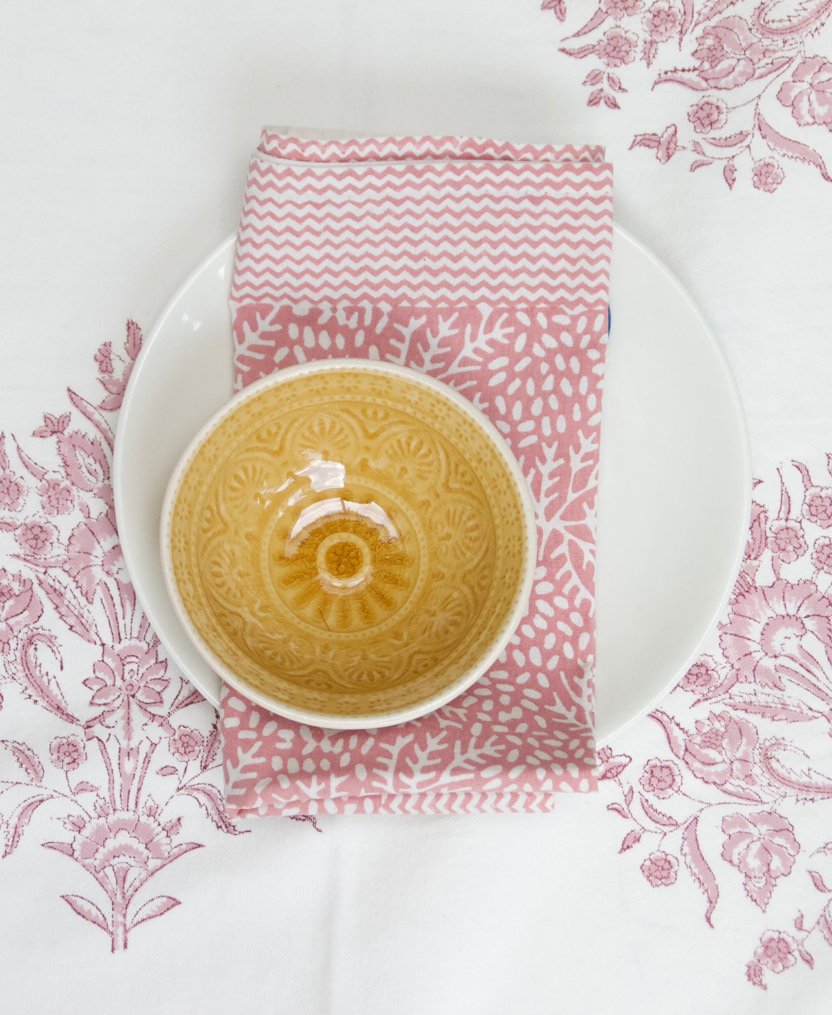 Extra Large Varmala Rose Block Printed Tablecloth