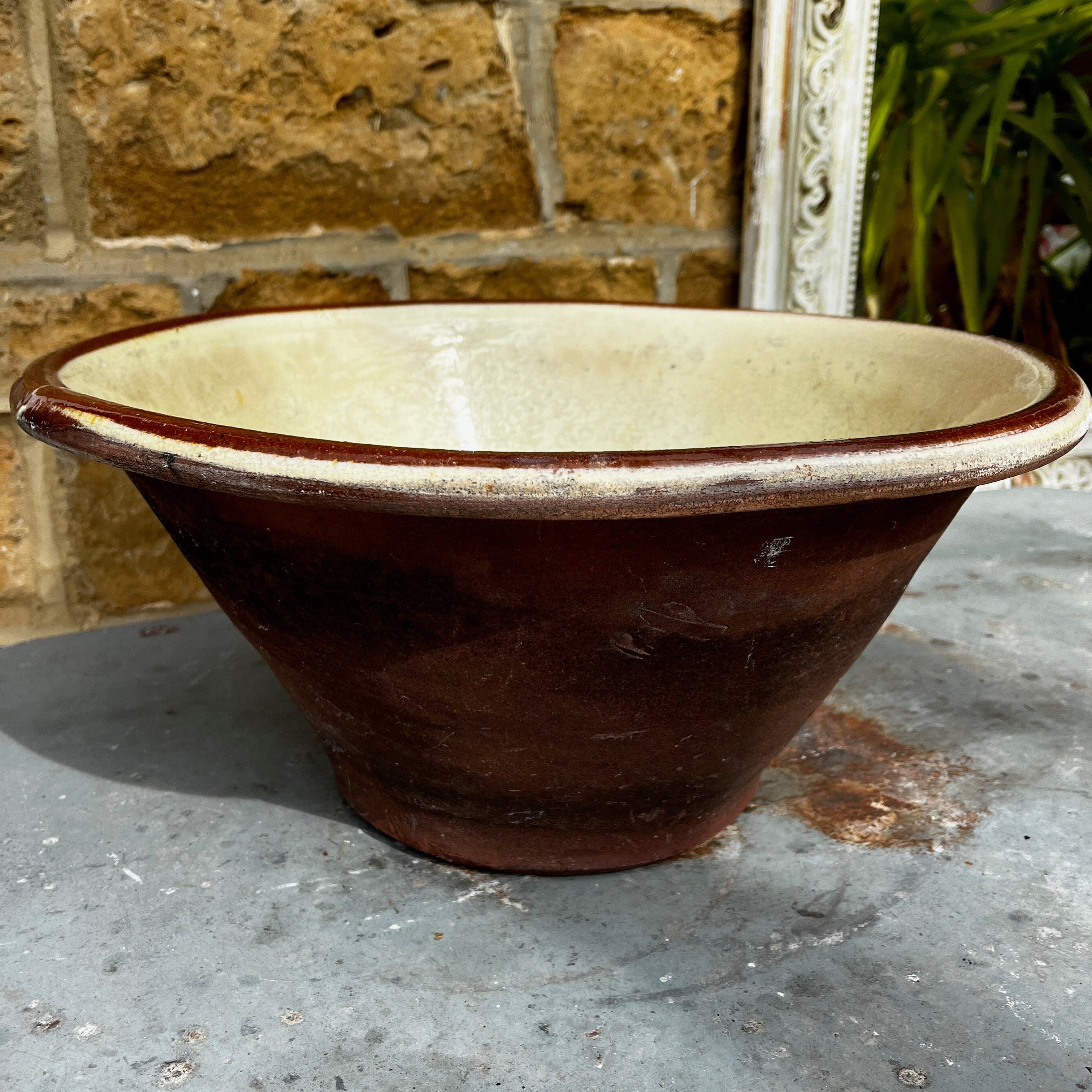 Victorian Dairy Bowl in Cream Glazed Earthenware