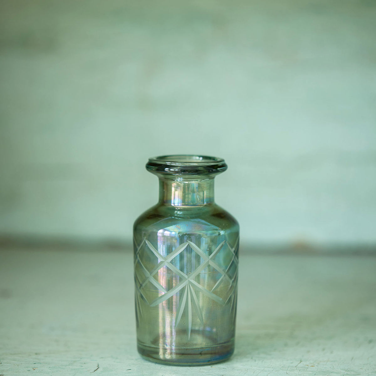 Vintage-Style Green Glass Diffuser Bottle