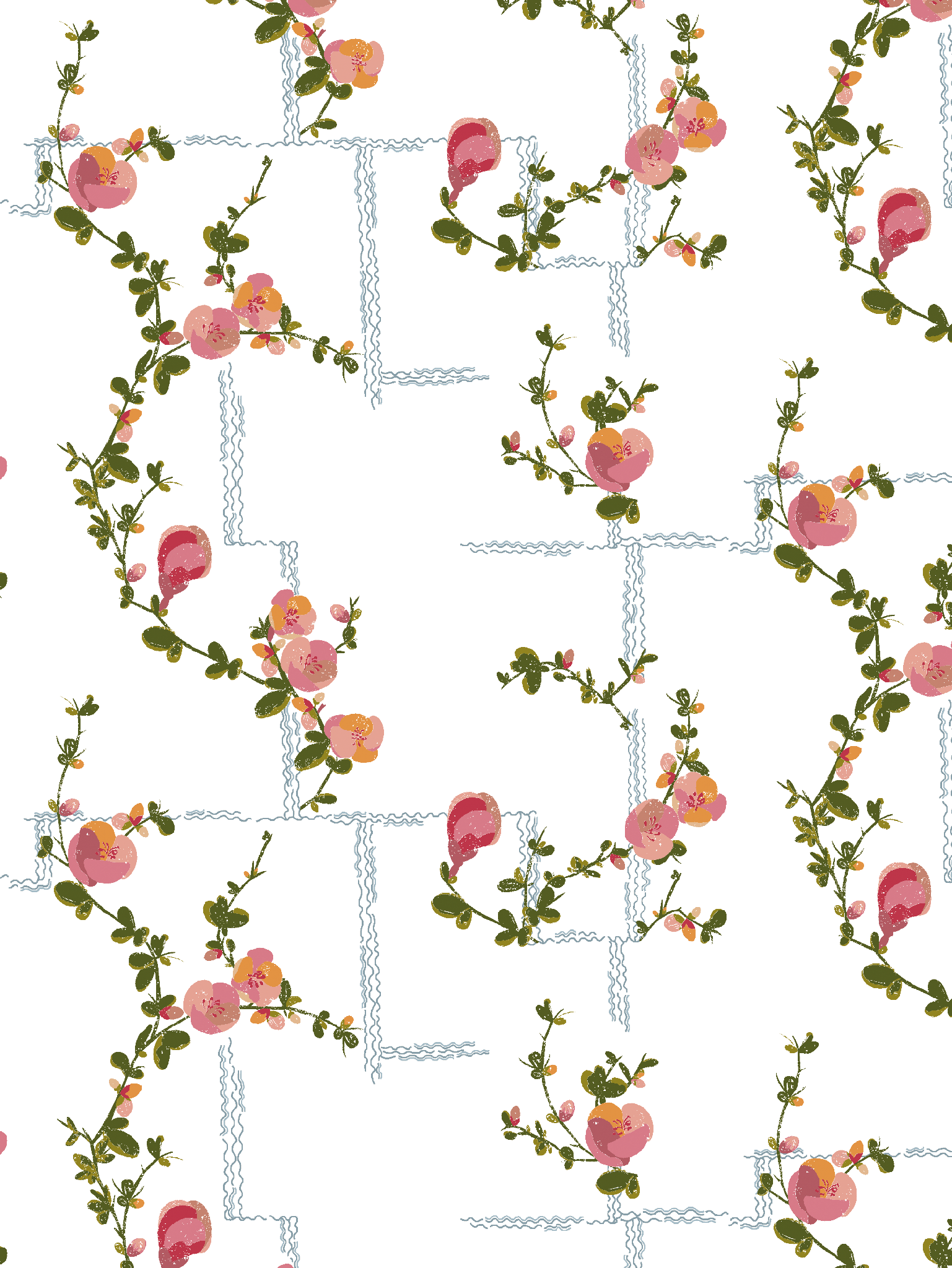 Coco - Wallpaper - Pink on White
