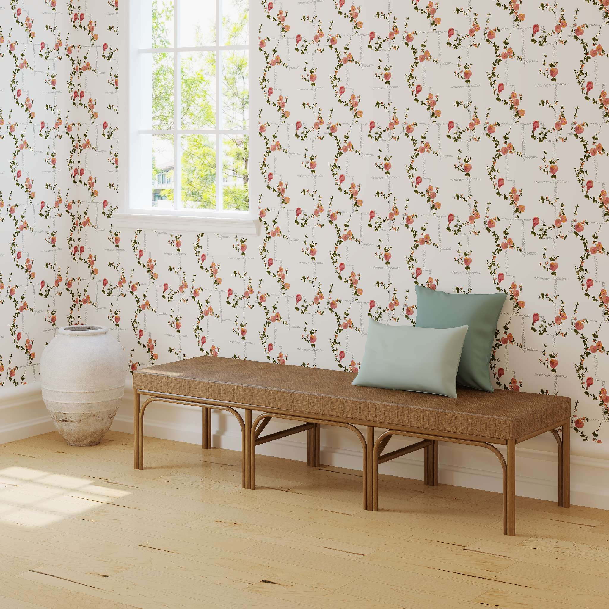Coco - Wallpaper - Pink on White