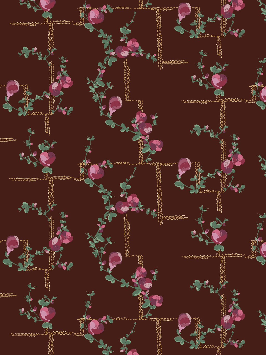 Coco - Wallpaper - Fuchsia on Brick