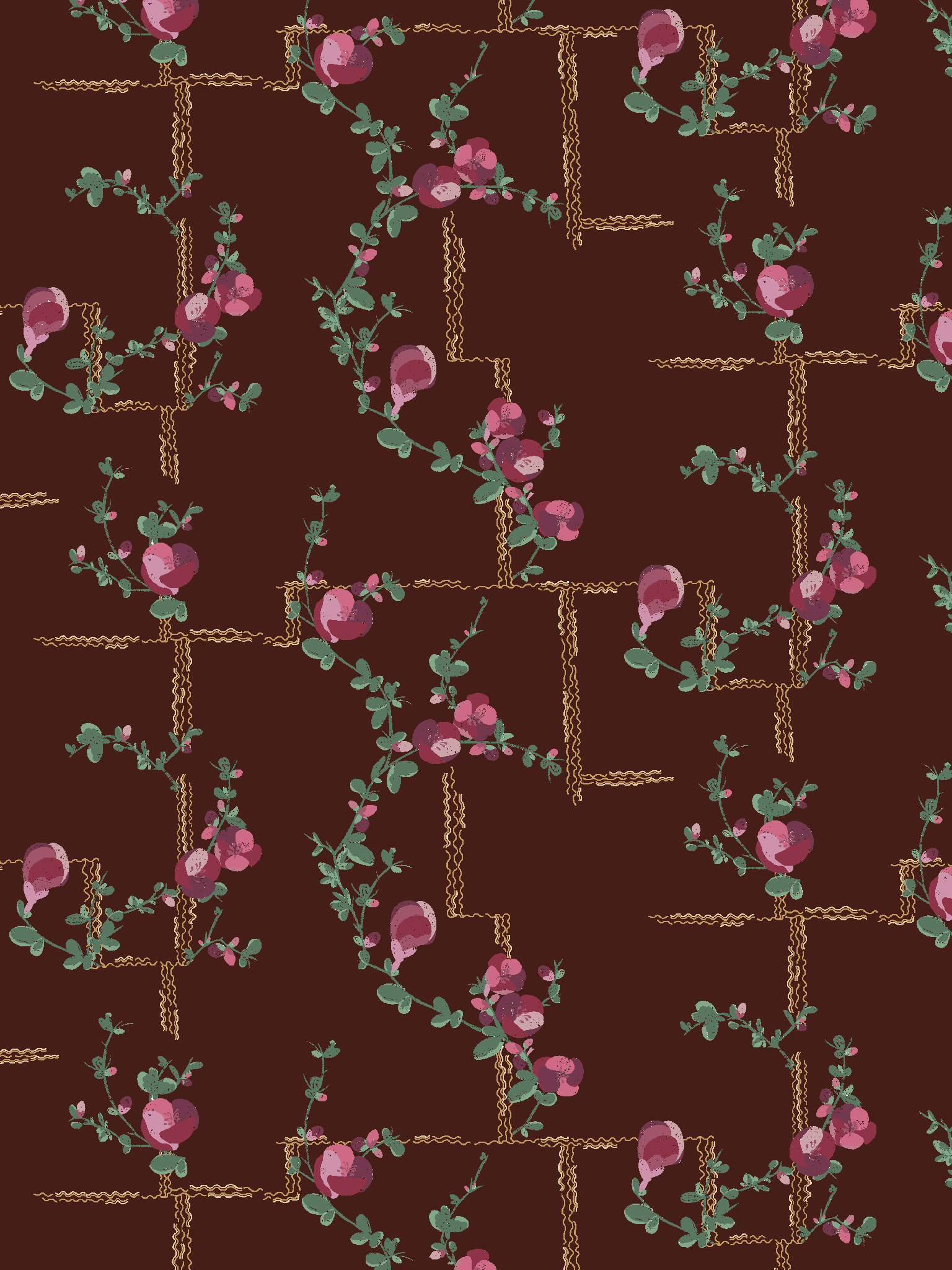 Coco - Wallpaper - Fuchsia on Brick