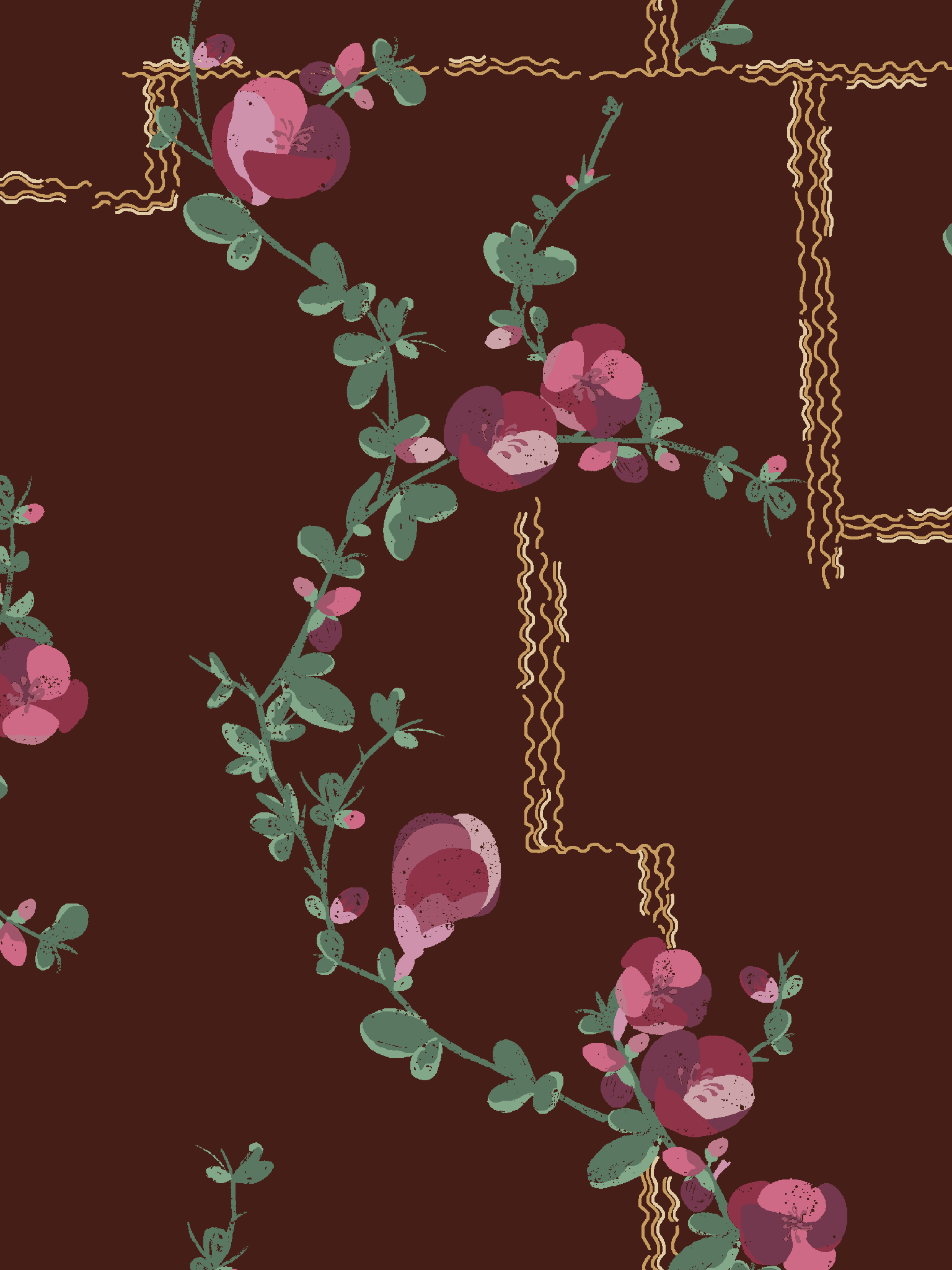 Coco - Wallpaper - Fuchsia on Brick