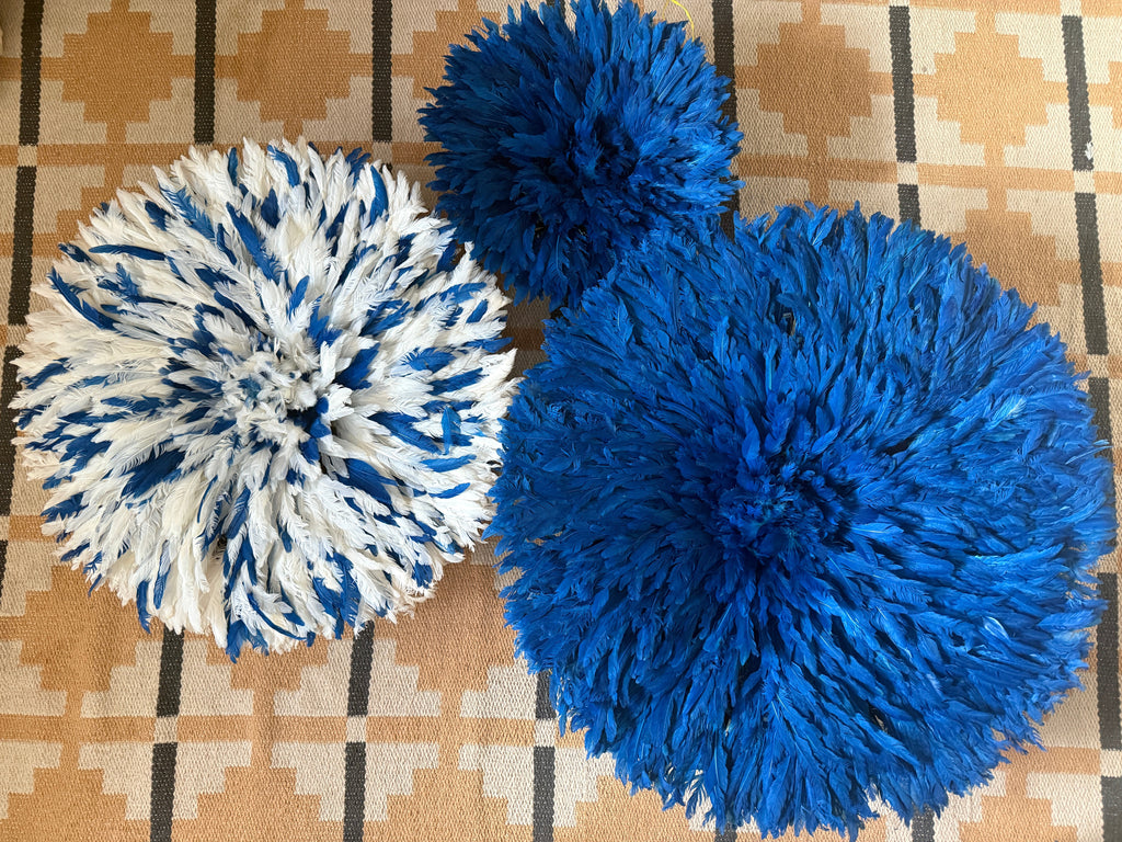 AUTHENTIC BLUE & WHITE JUJU HATS FROM CAMEROON (60CM)