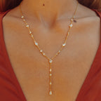 The Y Drop Necklace in Gold and Zirconia
