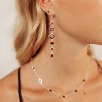 Cascade Earrings in Silver with Garnet