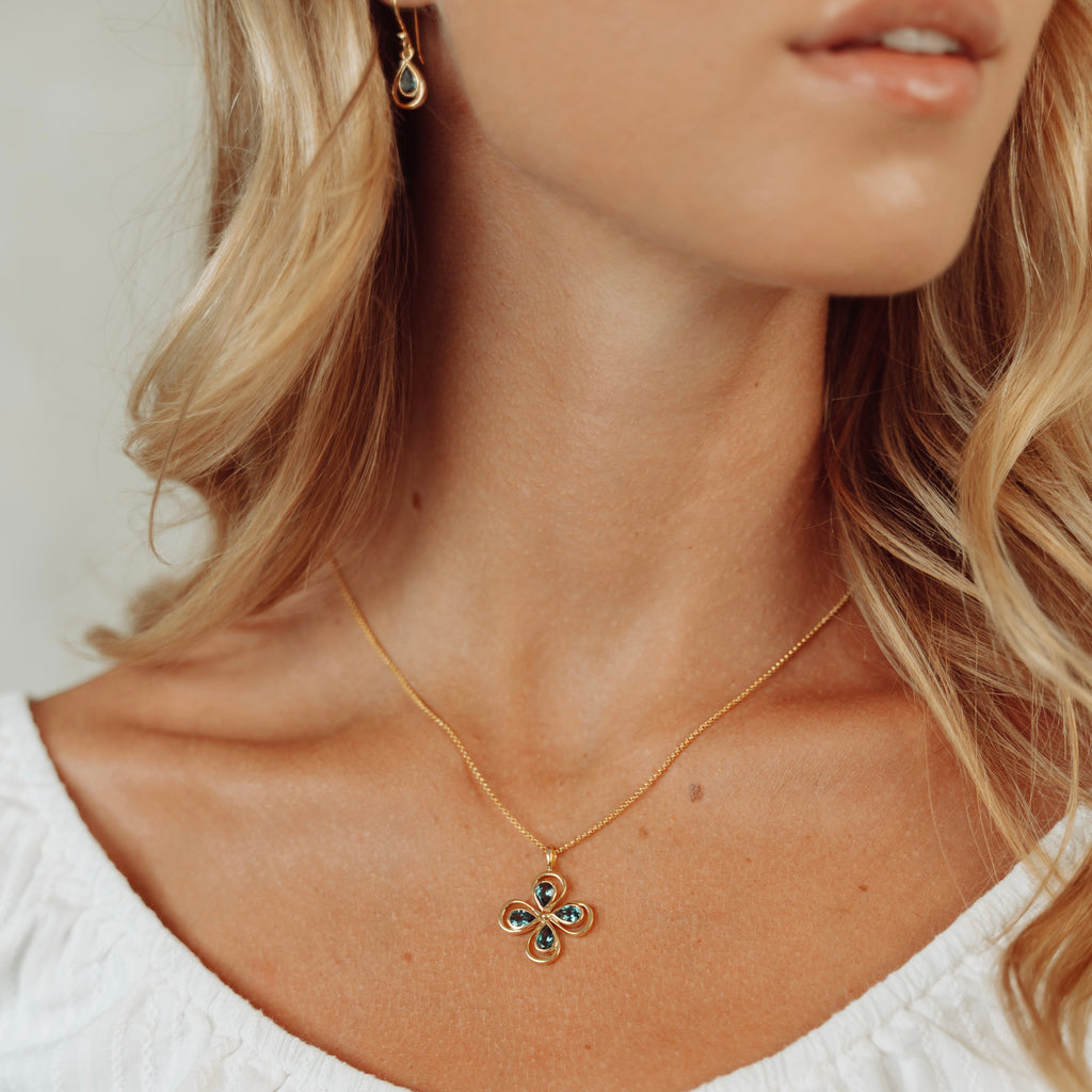 Lucky Clover Pendant with London Blue Topaz
