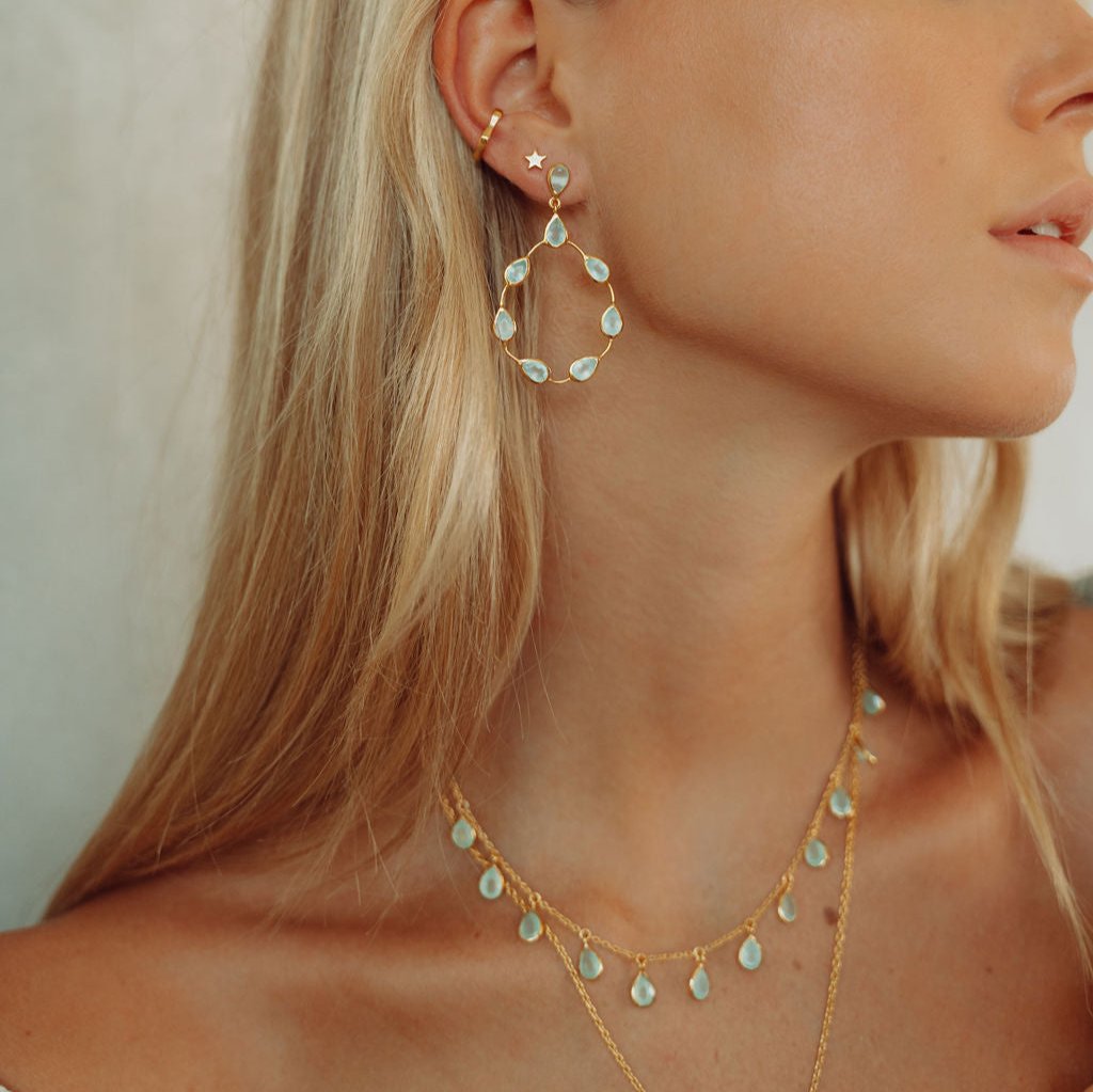 Pear Drop Necklace in Aqua Chalcedony