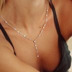The Y Drop Necklace in Silver and Zirconia
