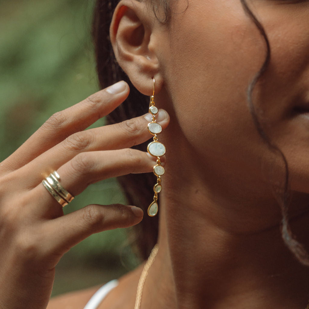 Cascade Earrings in Gold with Moonstone