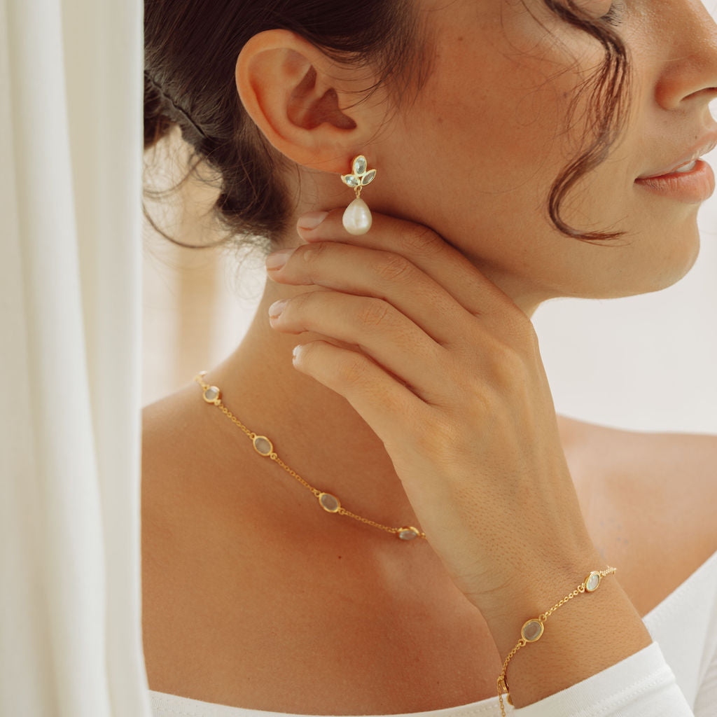 Topaz and Pearl Angel Drops