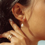 Pearl Drop with Crystal charm hoops