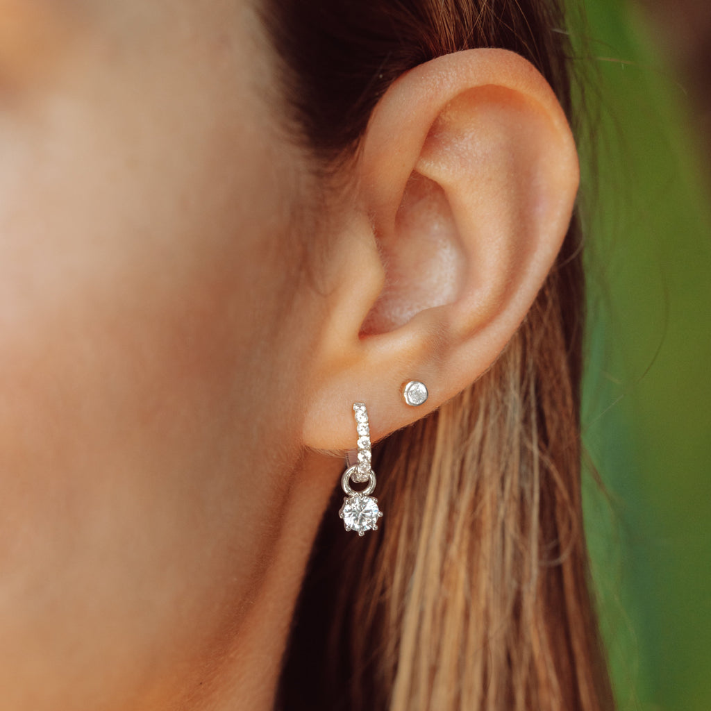 Silver Dazzle Drops with Crystal Charm Hoops