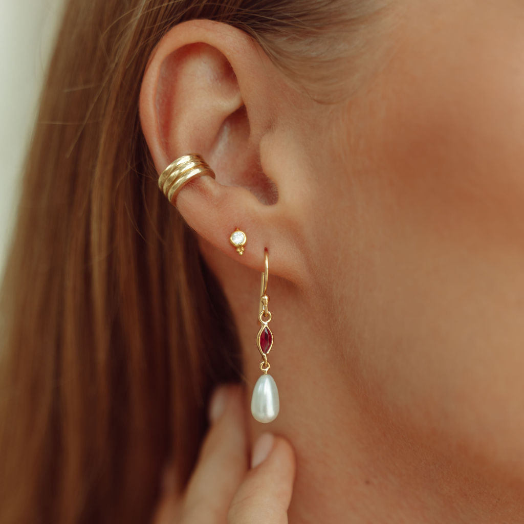 Bridgerton Drop in Gold with Pink Zirconia