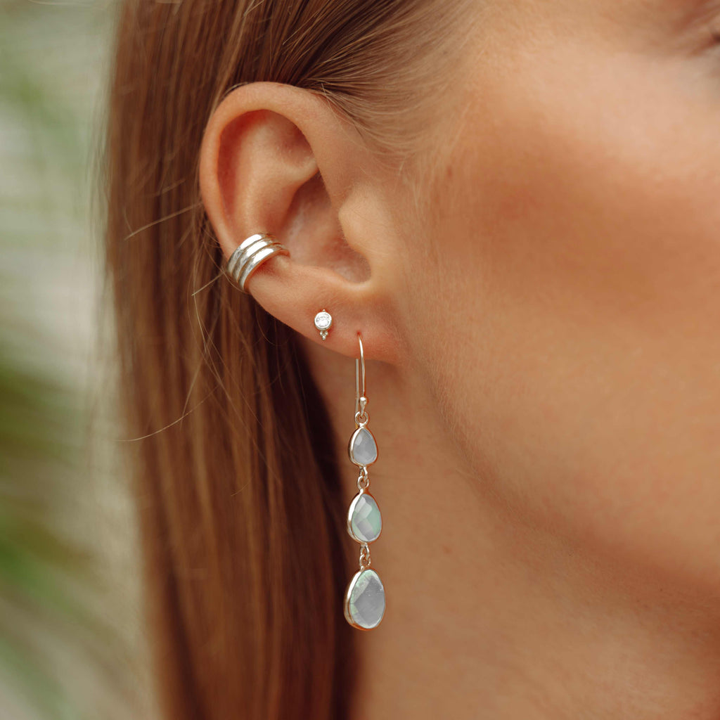 Radiance Drops in Silver with Aqua Chalcedony
