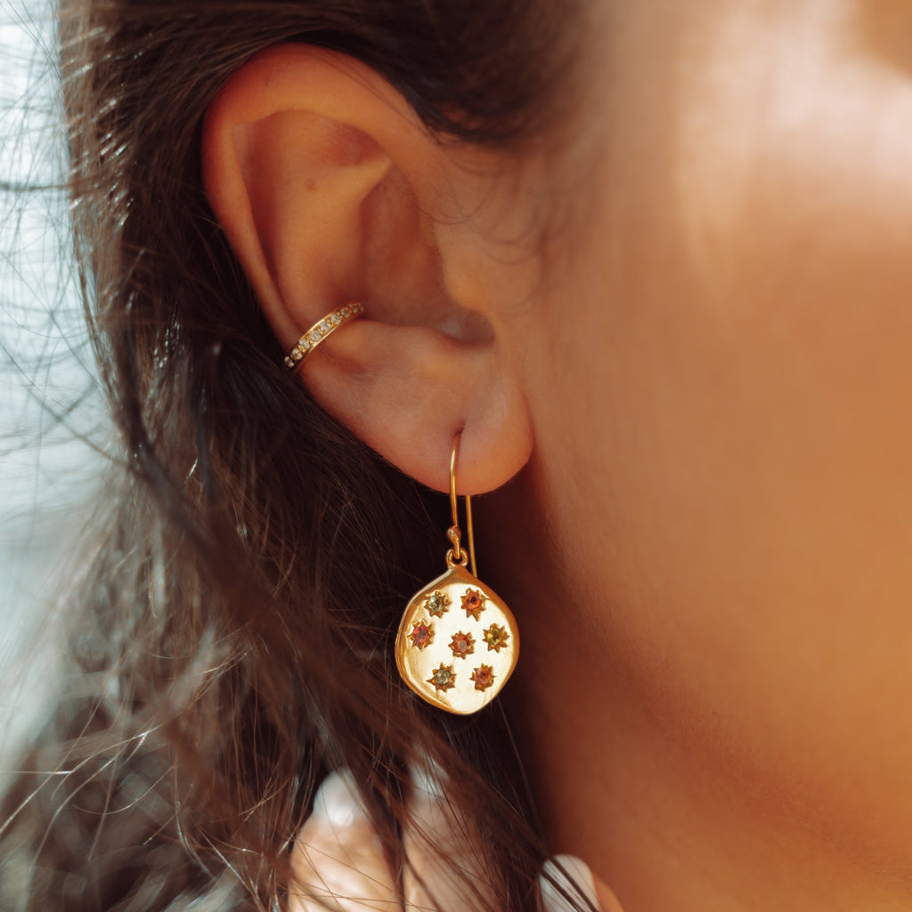 Stargazer Earrings in Gold and Tourmaline