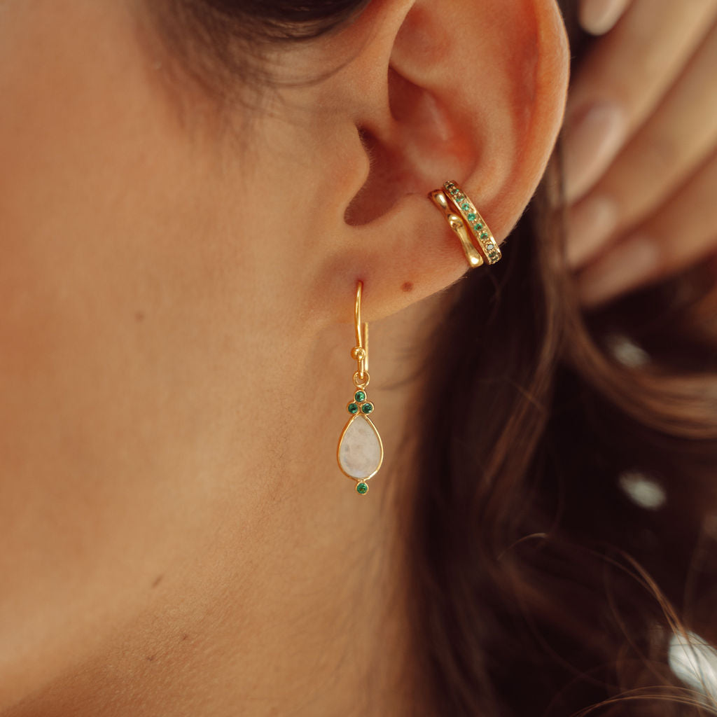 Juniper Drops in Moonstone and Emerald Zirconia