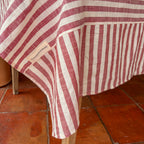 NEW WOVEN CLAY STRIPE TABLECLOTH – 100% Cotton