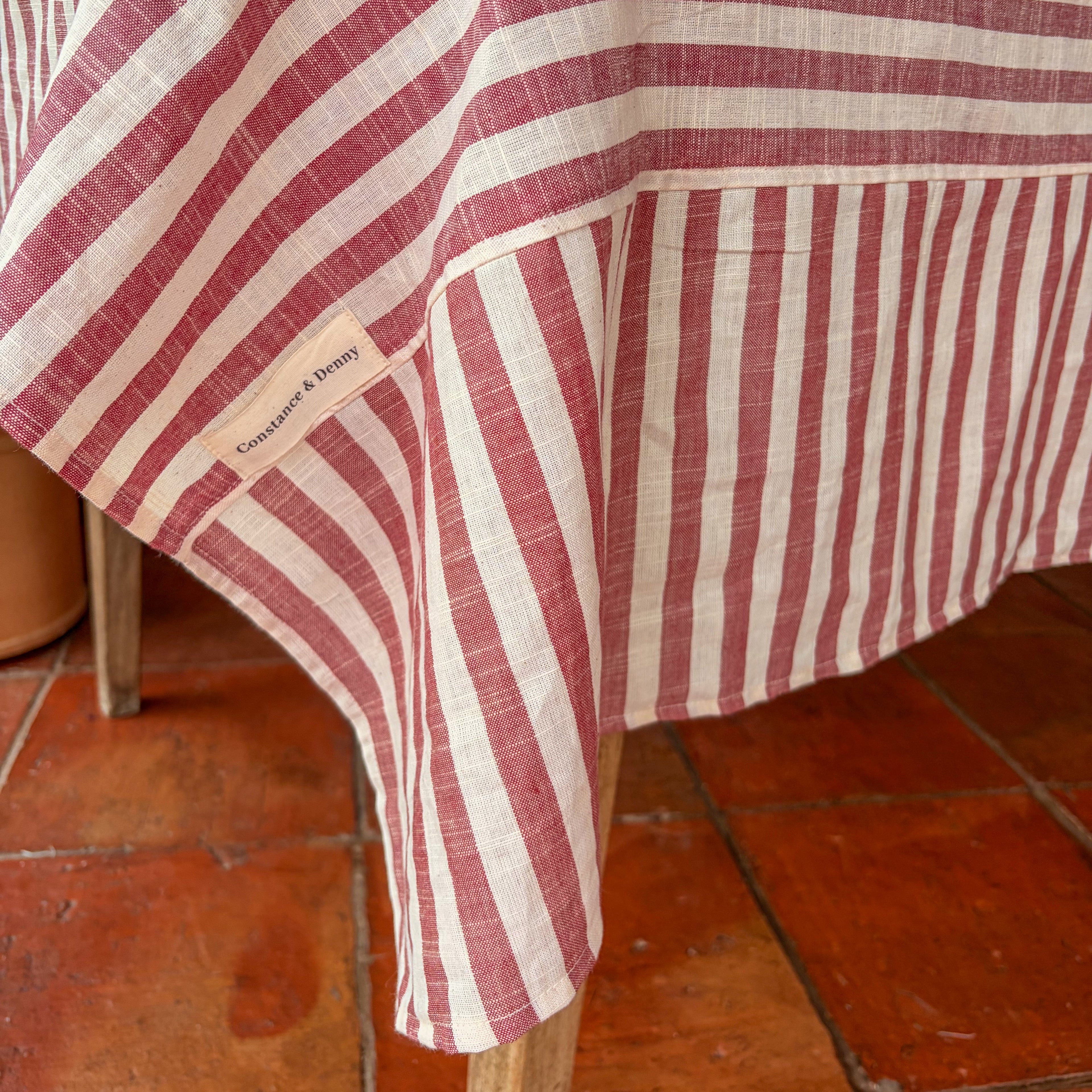NEW WOVEN CLAY STRIPE TABLECLOTH – 100% Cotton