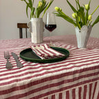 NEW WOVEN CLAY STRIPE TABLECLOTH – 100% Cotton