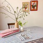 NEW WOVEN CLAY STRIPE TABLECLOTH – 100% Cotton