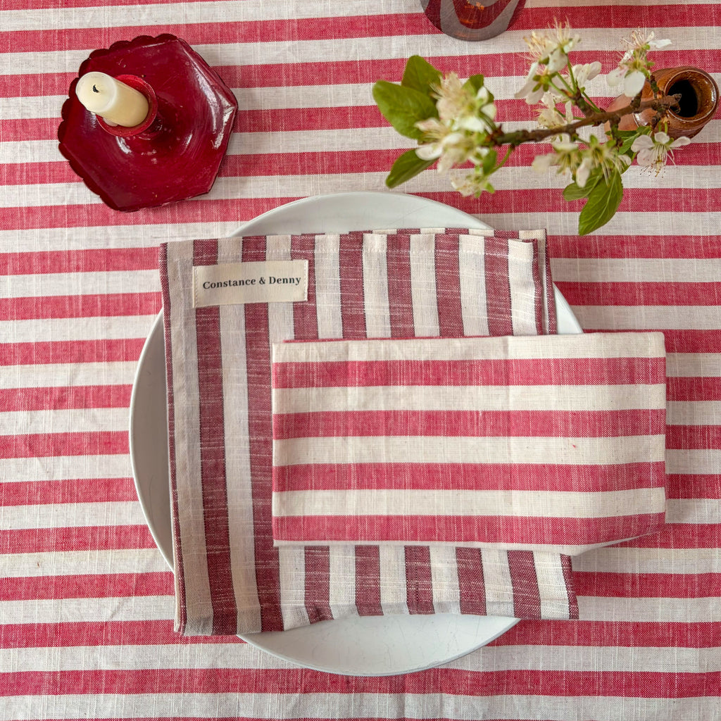 NEW WOVEN CLAY STRIPE set of 4 cotton napkins