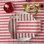 NEW WOVEN CLAY STRIPE set of 4 cotton napkins