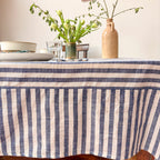 NEW WOVEN CLAY STRIPE TABLECLOTH – 100% Cotton